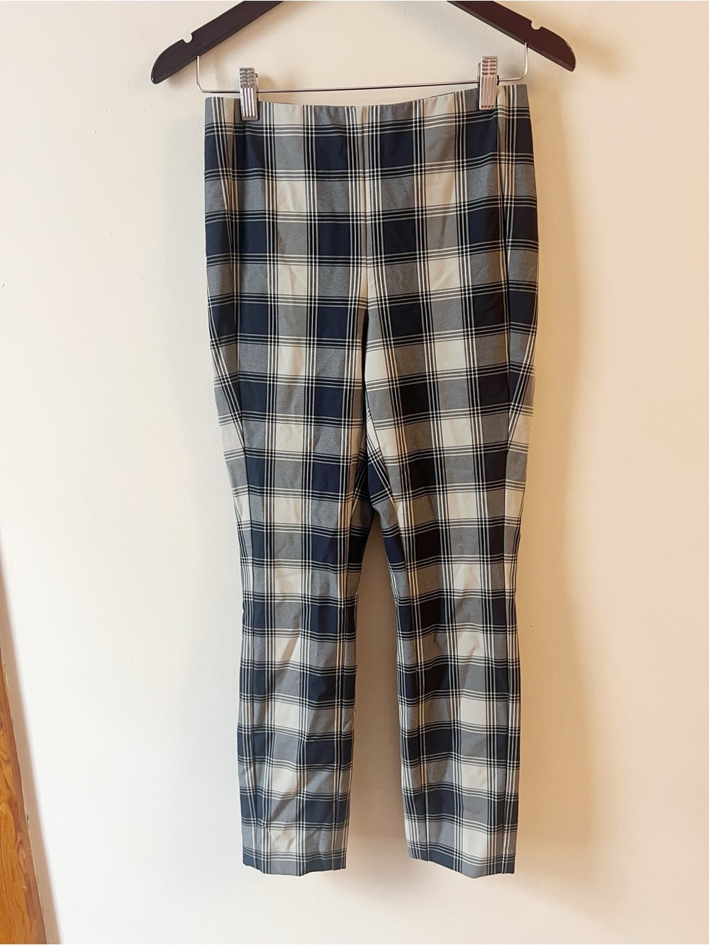 Rag & Bone Navy Blue Plaid Pants Skinny Ankle Fit Size 4 Back Zipper